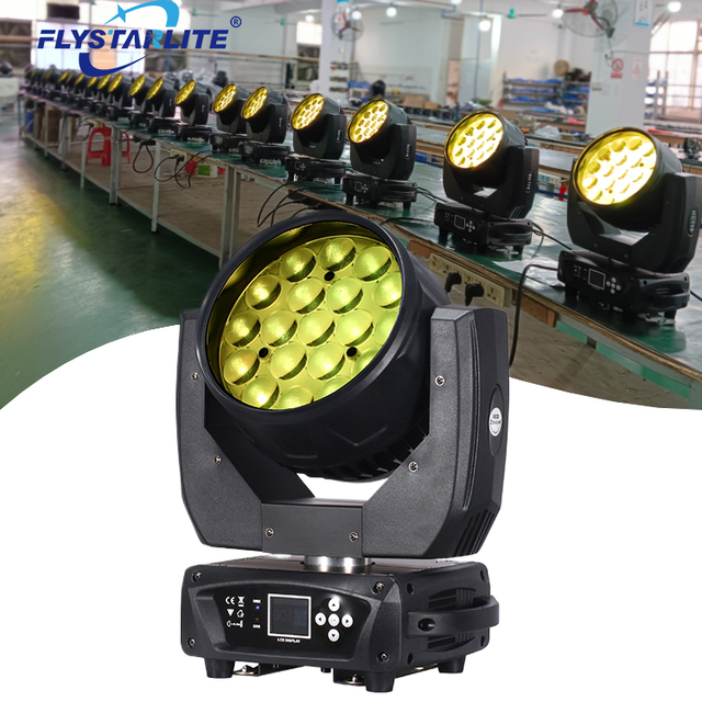 Mac Aura 19x15W RGBW 4in1 LED Moving Head Disco Stage Light Wash Club Light for Stages Performances and Garden Applications