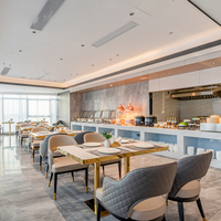 JEILI Ensemble de mobilier de restaurant de luxe commercial moderne pour hôtel, sur mesure, avec table à piétement en marbre et salon panoramique Sky Lounge