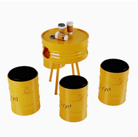 Tabouret rond en fût de fer de style industriel, tabouret de rangement en fer forgé, zone de repos en fût de fer, tables et chaises de négociation pour bar KTV