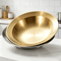 FLEY Großhandel Vintage 304 Edelstahl Strohhut-Teller, Anpassbare Metall-Tischware für Westliche Pasta-Restaurants