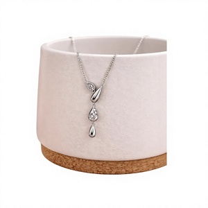 Pendentif goutte minimaliste en pierre naturelle et zircone, argent sterling 925, cadeau de fiançailles élégant pour femme - Product Image 1