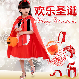 Disfraz de Halloween para niños, vestido de Caperucita Roja con capa y bolsa de calabaza para niñas, traje de cosplay - Product Image 2