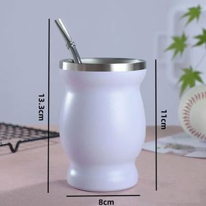 Tasse à maté argentin personnalisée de 8 oz en acier inoxydable 304 à double paroi avec paille et cuillère - Product Image 6