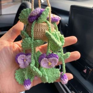 Custom Handmade Modern Design Green Radish Vertical Crochet Orchid Flower Hanging Ornament Yarn Woven Plant Pot Home <b>Decoration</b> - Product Image 4