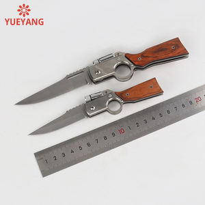 YUEYANG Mini Flashlight LED Light Folding Outdoor Protection Tactical Pocket <strong>Knife</strong> Multi-Tool Engrave Wooden Handle OEM DIY - Product Image 6