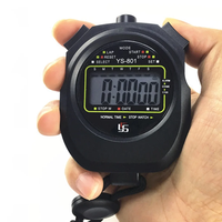 Stopwatch Elektronik Digital Genggam LCD Counter Cincin ABS Unisex dengan CR2032 untuk Pemantauan dan Pelacakan Waktu