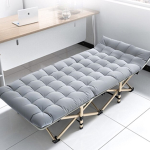 Lit pliant simple inclinable et extensible avec cadre en acier moderne, portable pour le camping et l'extérieur - Product Image 1