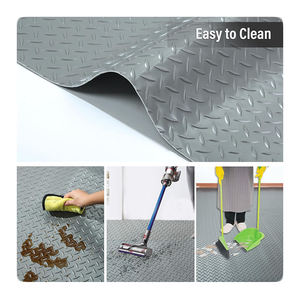 Alfombrilla protectora de suelo de garaje enrollable de vinilo gris con patrón de diamante para garaje y más allá - Product Image 6