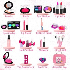 Kit <span class=keywords><strong>trucco</strong></span> per bambine <span class=keywords><strong>trucco</strong></span> per bambini, bambini Toddler Princess Play Make Up Set giocattoli di compleanno regalo vero <span class=keywords><strong>trucco</strong></span> lavabile - Product Image 4