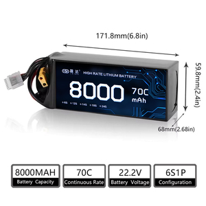 بطارية ليثيوم أيون LEIDA LD04 عالية الجودة بسعة 8000 مللي أمبير وقوة 70C، 6S 22.2V-25.2V، مناسبة للطائرات بدون طيار الزراعية، معتمدة من CE - Product Image 4