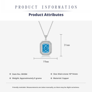 Factory Wholesale 10*14mm Square Ice Out Colorful Cubic Zirconia Fashion <b>Pendants</b> Charms Woman Copper Accessories Jewelry - Product Image 2
