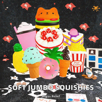 Jouets anti-stress en peluche géants à remontée lente, lot de 9 pièces, unisexe, doux, Kawaii, en forme de Hamburger, Popcorn, Gâteau, Crème glacée, Donut