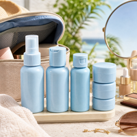 Lot de voyage en gros approuvé par la TSA, en PET, rechargeable, anti-fuite, avec pots cosmétiques scellés réutilisables pour lotions et soins de la peau en vacances