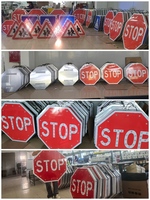 Panneau de signalisation routière octogonal STOP à LED clignotantes alimenté par énergie solaire, en aluminium, avec lumières LED haute visibilité, 24 pouces, étanche IP68