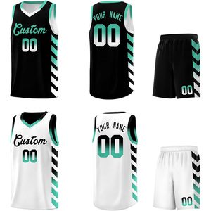 Conjunto de Camiseta de Baloncesto Reversible Personalizada, Unisex para Adultos, Cuello en V, Transpirable, Sublimada, con Nombre del Equipo, Número y Logotipo - Product Image 1