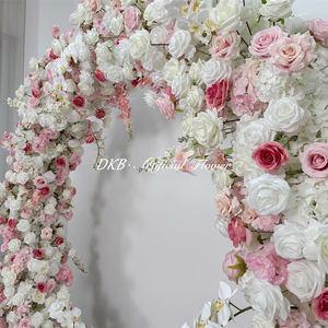 Arco de flores para boda de color neutro, tamaño y forma personalizables, decoración con rosas de seda artificiales para la decoración del escenario de bodas - Product Image 5
