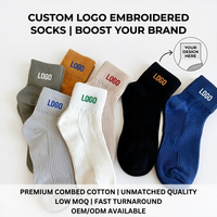 Chaussettes en coton brodées avec logo personnalisé, chaussettes de sport athlétiques côtelées de qualité supérieure, vente en gros en vrac, faible MOQ, respirantes