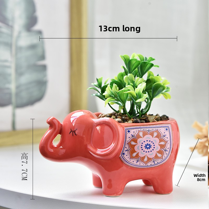 Elephant red flower pot (without plants)