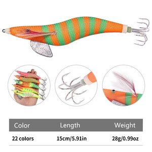 Esche Luminose a Forma di <span class=keywords><strong>Calamaro</strong></span> in Plastica per Pesca in Acqua Salata, Gamberetti Luminosi in Legno per Bambini, Attrezzatura da Pesca in Mare - Product Image 3