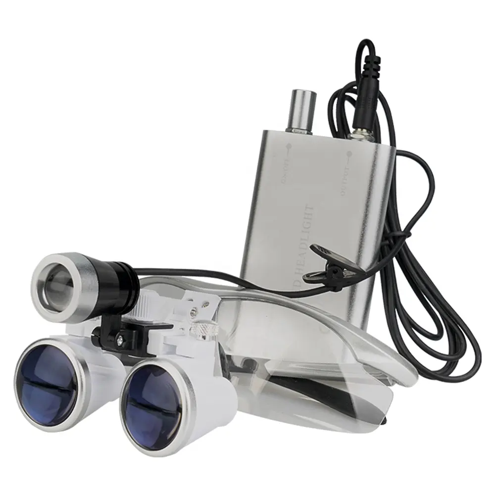 Glass Surgical Dental Loupes with LED headlight 3.5X 420m