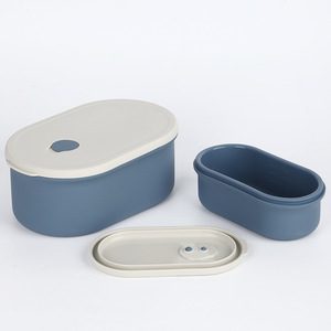 Silicone Food Storage Container Round Seal Lid <b>Microwave</b> Safe Office Lunch Box 1500ml 900ml 400ml <b>Set</b> - Product Image 4