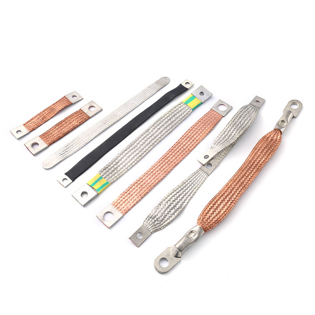 Anti-interference Customized Electronic Tin Plated Copper Conductor Flat Ground Braid PVC 300mm Length Grounding Cable