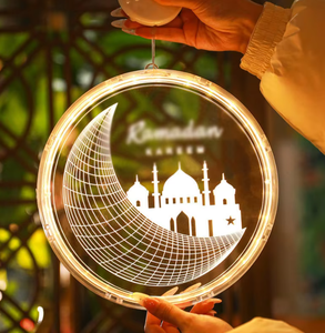 Ramadan Eid Led Lumières Décoratives Étoiles Lune Suspendus Ventouse Lumières Musulman Islam Moyen-Orient Mubarak Vacances Fée Fenêtre Disque - Product Image 5