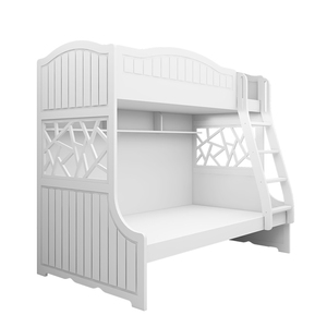 Lit superposé en bois à double échelle pour appartement, maison, chambre à coucher, belle-mère, enfants, école - Blanc moderne, taille complète, Tomyniki Goethe - Product Image 3