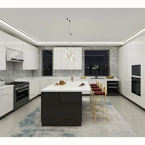 خزانات مطبخ من الخشب الأبيض الحديث من الشركات المصنعة للمشروع العالمي أثاث فاخر - Product Image 2