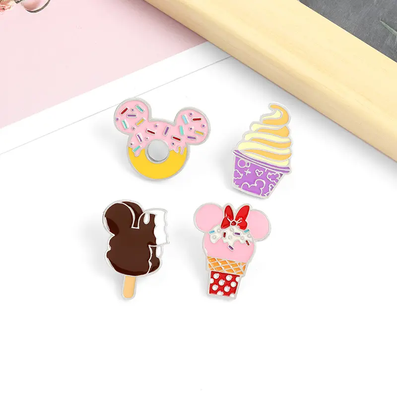 Broches à sucre en alliage émail, 1 pièce, pour crème glacée, dessin animé, cuisson, peinture, sac à dos, badge Disney Mickey Mouse