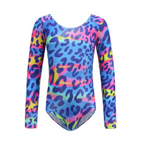 Usine en gros Offre Spéciale pas cher coton Spandex enfants enfants filles impression numérique à manches longues justaucorps gymnastique