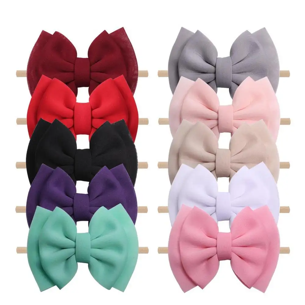 Bé Headband 6 "Double-Layer Không Gian Bông Tóc Bow Nylon Headband 2020 Bán Buôn Tóc Phụ Kiện Mũ Nón