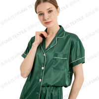 FUNG 3034 Setelan Piyama Satin 2-Potong Atasan Lengan Pendek & Celana Pendek Cepat Kering dan Bernapas untuk Wanita