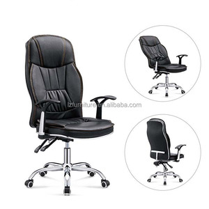 Chaise de bureau ergonomique de luxe en cuir, inclinable et à bascule, avec appui-tête, pour cadres, vente en gros - Product Image 1