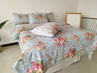 Ensemble de literie en coton 100% naturel, tissu soyeux et lisse, respectueux de l'environnement, imprimé pivoine, 300TC, fermeture à boutons