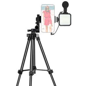 Vlogging-kit de iluminación y Audio para móvil, Kit de iluminación y micrófono con luz LED, trípode plegable para smartphone, barato - Product Image 4
