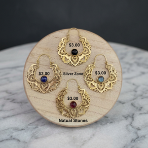 Pendientes de aro Bohemia chapados en oro con piedras naturales para mujer, joyería de aleación, pendientes de moda - Product Image 1
