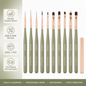 Pinceau à ongles ovale avec manche en bois, poils en nylon extra fins, fournitures professionnelles haut de gamme pour la manucure en salon, peinture au gel - Product Image 1