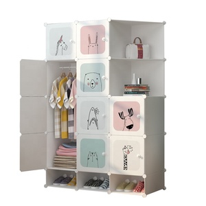 10 Door Floding Plastic Wardrobe DIY Home Furniture Cabinet Cube Storage Living Room Portable <strong>Cupboard</strong> with <strong>Corner</strong> - Product Image 1
