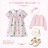 Robe de Noël pour filles en coton 100% avec imprimé casse-noisette vintage, col Peter Pan, manches courtes d'été, ODM pour enfants