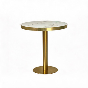 Table ronde en <span class=keywords><strong>marbre</strong></span> avec bordure en aluminium, design luxueux en métal pour restaurant, hôtel, mobilier d'hôtel - Product Image 5