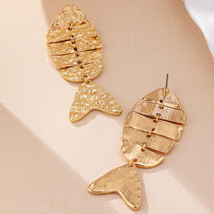 ลดกระหน่ำต่างหูแฟชั่นสตรีทสตรีทช็อตยอดนิยมต่างหูจี้รูปก้างปลาสำหรับผู้หญิงมีรูปแบบการทุบแบบไม่สม่ำเสมอ - Product Image 5