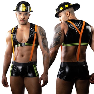 Disfraz de Bombero de Cuero Sintético para Juego de Rol Sexy de Halloween, Lencería Sexy para Hombre, Ropa de Dormir - Product Image 6
