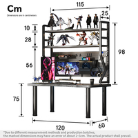 Bureau d'ordinateur à 2 niveaux avec table de jeu en PC perforé DIY avec support de rangement pour l'étude, le travail et les jeux
