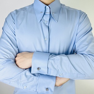 <span class=keywords><strong>Camicia</strong></span> Classica da Uomo Stile Retrò con Collo a Punta Lunga, Maniche alla Francese, 100% Cotone, Colletto con Bottoni, Tessuto Popeline, Primavera, Senza Stiratura - Product Image 4
