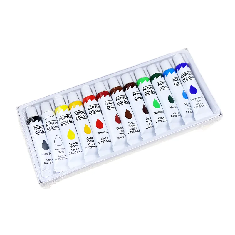 BECOL प्रचार 12 रंग एल्यूमीनियम ट्यूब गैर विषैले एक्रिलिक पेंट सेट 12ml पर्यावरण के अनुकूल तेल पेंट कलाकार के लिए सेट