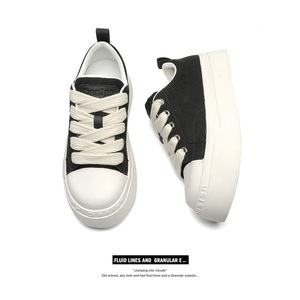 Nouvelles baskets mocassins surdimensionnées à lacets, chaussures en toile polyvalentes, confortables à semelle épaisse, tendance décontractée pour couple - Product Image 6