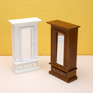 1:12 échelle en bois bricolage jouet maison de poupée meubles modèle chambre principale scène ornements avec miroir en bois armoire - Product Image 5