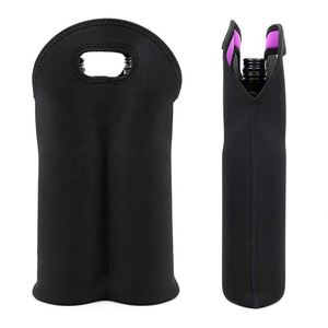 Neoprene Dampproof Double Wine <b>Bottle</b> Holder Insulated Cooler Bag 2 Pack Insulated Tote <b>Bottle</b> Carrier Bucket Wine Cooler Bag - Product Image 6
