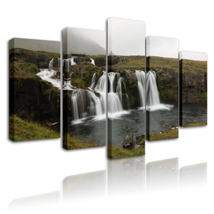 5 pièces <span class=keywords><strong>paysage</strong></span> toile mur Art forêt cascade photo personnalisée décorative cascade peinture pour salon décor à la maison - Product Image 4